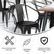 Black/Black |#| All-Weather Metal Stack Chair with Arms and Poly Resin Seat - Black/Black