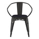 Black/Black |#| All-Weather Metal Stack Chair with Arms and Poly Resin Seat - Black/Black