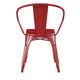 Red/Red |#| All-Weather Metal Stack Chair with Arms and Poly Resin Seat - Red/Red