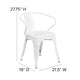 White/Gray |#| All-Weather Metal Stack Chair with Arms and Poly Resin Seat - White/Gray