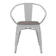 White/Gray |#| All-Weather Metal Stack Chair with Arms and Poly Resin Seat - White/Gray