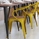 Yellow/Teak |#| All-Weather Metal Stack Chair with Arms and Poly Resin Seat - Yellow/Teak