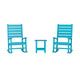 3pc Commercial Indoor/Outdoor Set with 2 Rocking Chairs and End Table in Blue