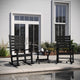 Black |#| 3pc Commercial Indoor/Outdoor Set with 2 Rocking Chairs and End Table in Black