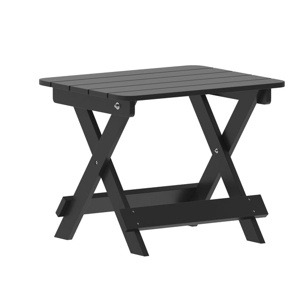 Black |#| 3pc Commercial Indoor/Outdoor Set with 2 Rocking Chairs and End Table in Black