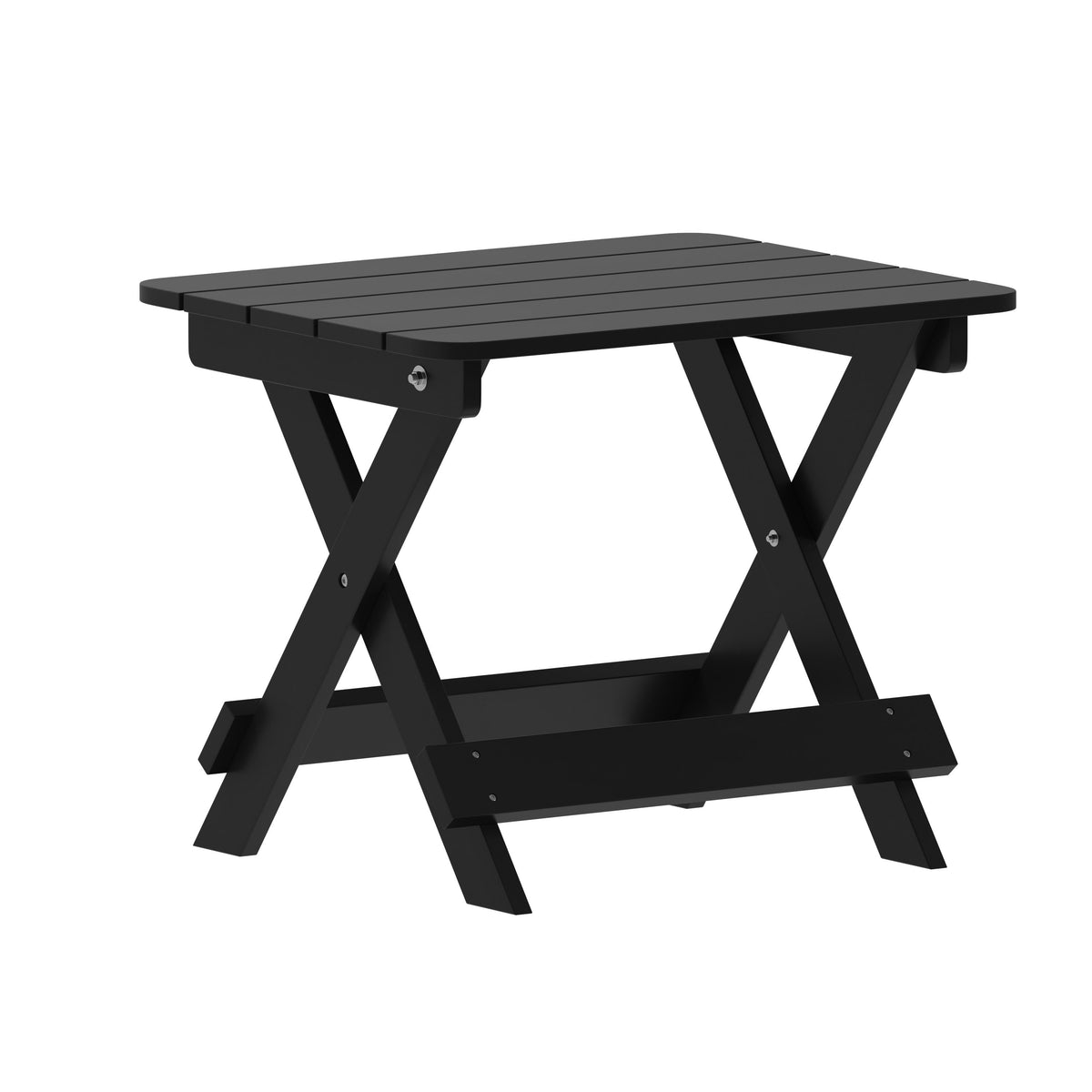 Black |#| 3pc Commercial Indoor/Outdoor Set with 2 Rocking Chairs and End Table in Black