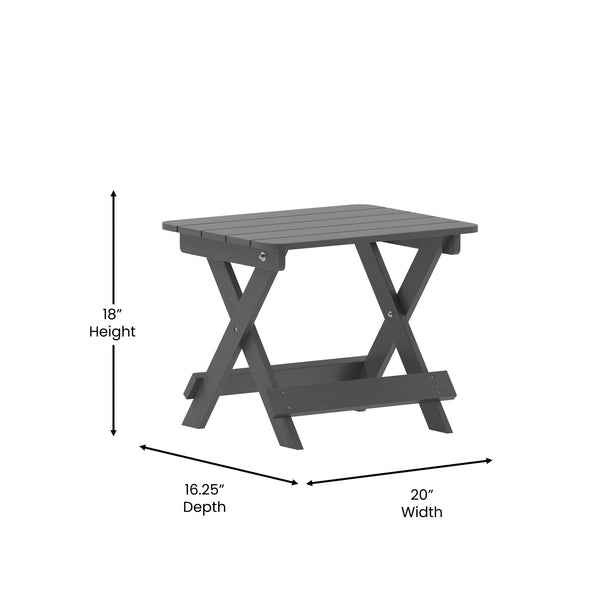 Gray |#| 3pc Commercial Indoor/Outdoor Set with 2 Rocking Chairs and End Table in Gray