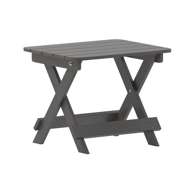 Gray |#| 3pc Commercial Indoor/Outdoor Set with 2 Rocking Chairs and End Table in Gray