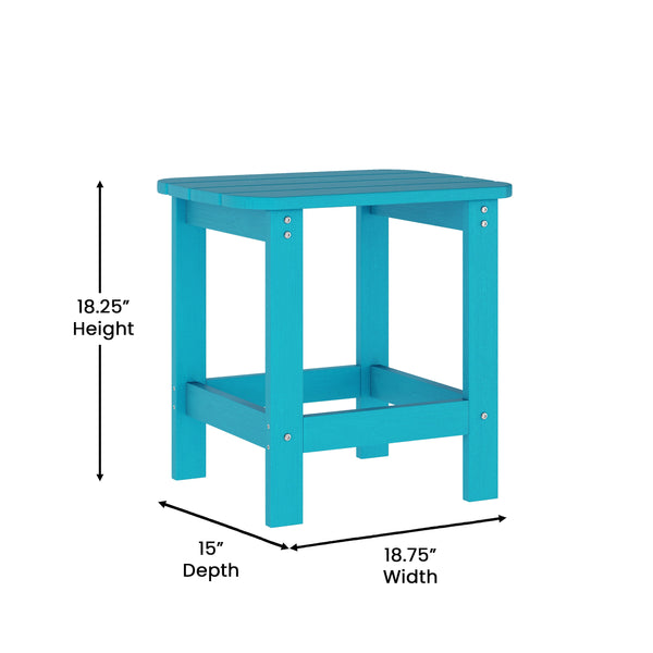 3pc Commercial Indoor/Outdoor Set with 2 Rocking Chairs and End Table in Blue