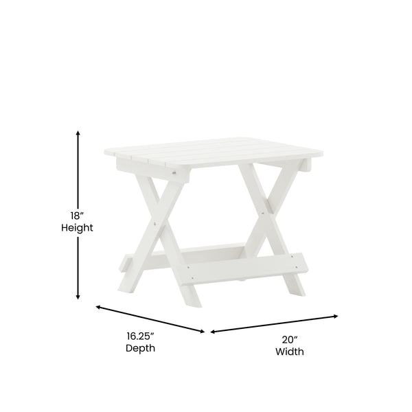 White |#| 3pc Commercial Indoor/Outdoor Set with 2 Rocking Chairs and End Table in White