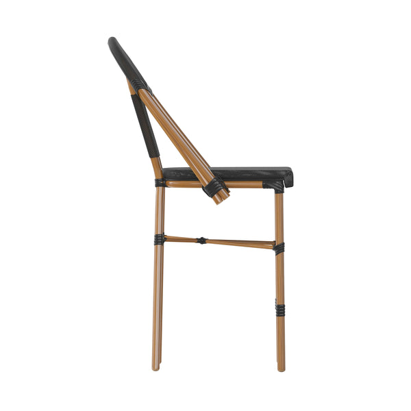 Black/Natural Frame |#| All-Weather Commercial Paris Stool with Natural Metal Frame-Black