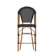 Black/Natural Frame |#| All-Weather Commercial Paris Stool with Natural Metal Frame-Black