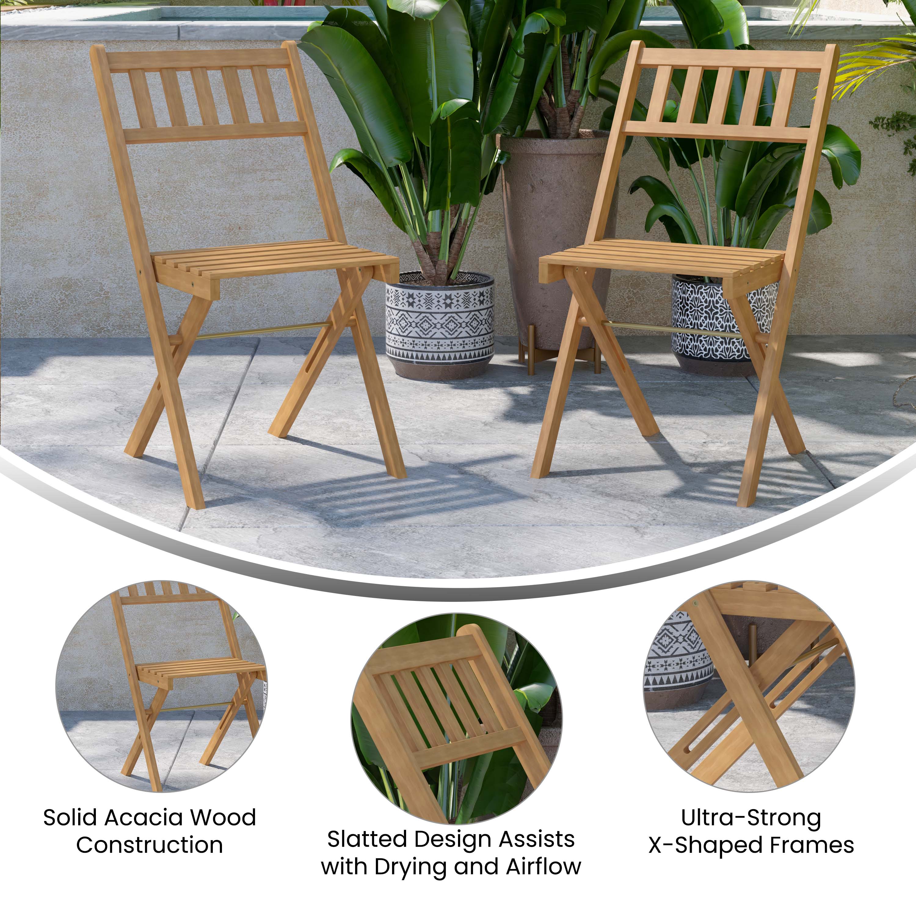 Acacia wood folding chairs shop