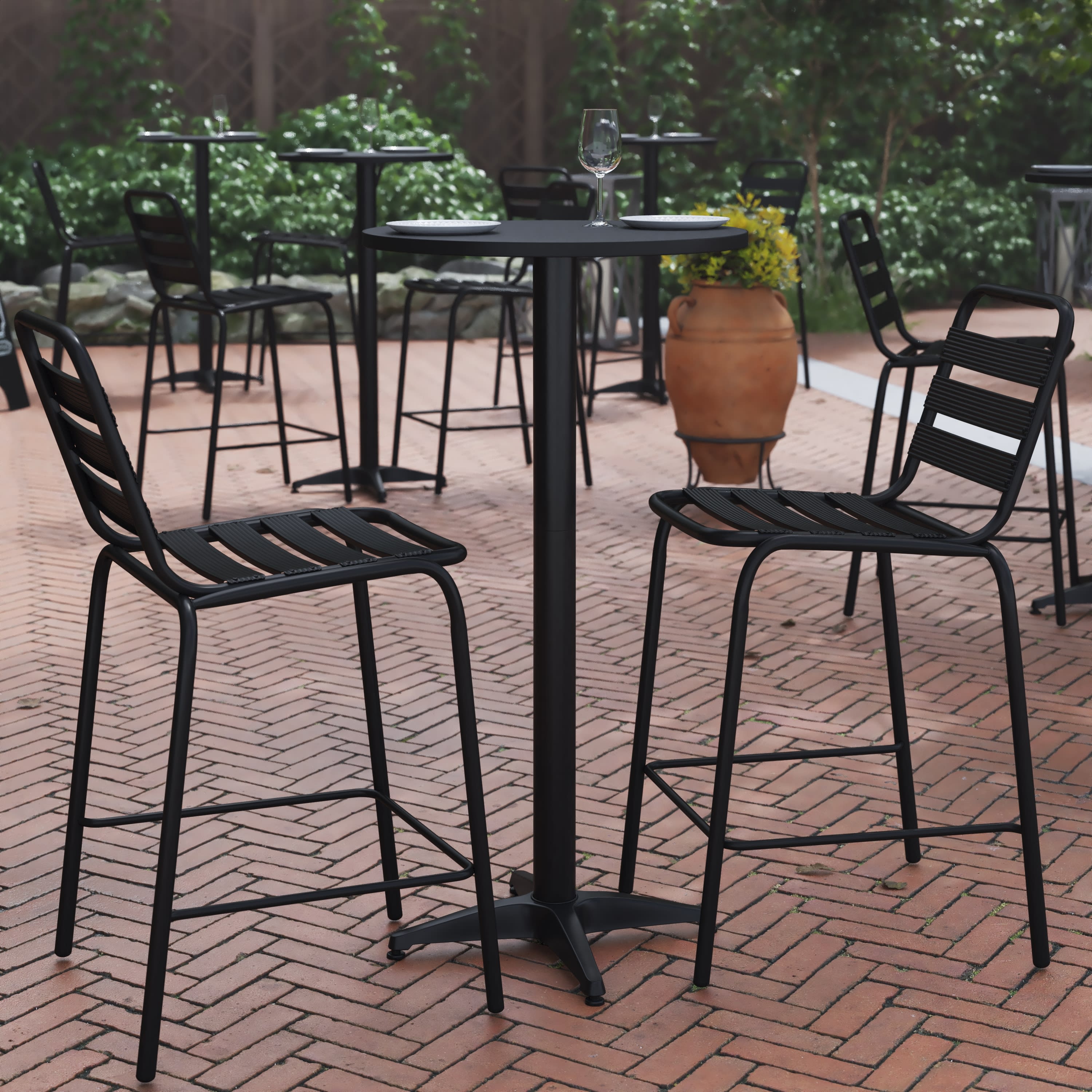Outdoor round bar hot sale height table and chairs