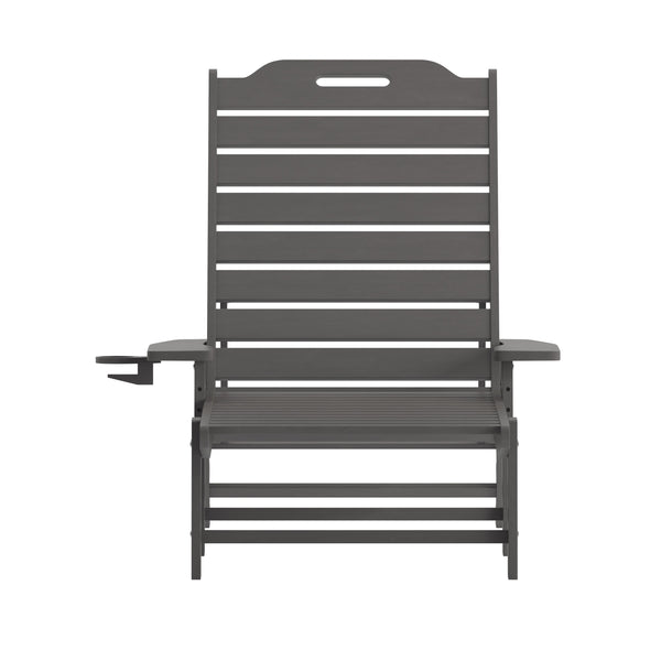 Gray |#| Commercial Grade Outdoor Adjustable Lounge Chair with Cupholder - Gray