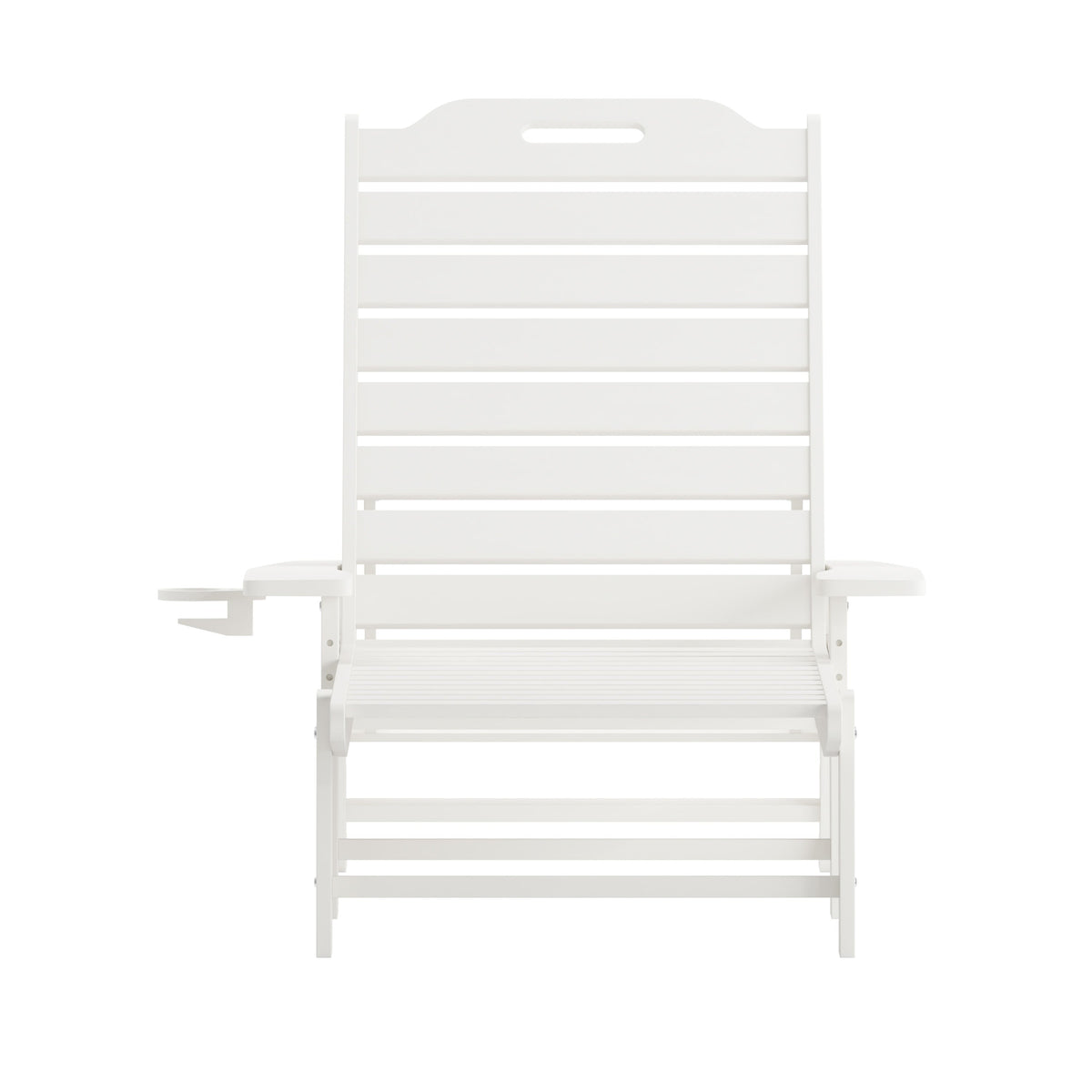 White |#| Commercial Grade Outdoor Adjustable Lounge Chair with Cupholder - White