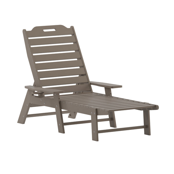 3pc Commercial Indoor/Outdoor Adirondack Set with 2 Loungers, Side Table - Brown