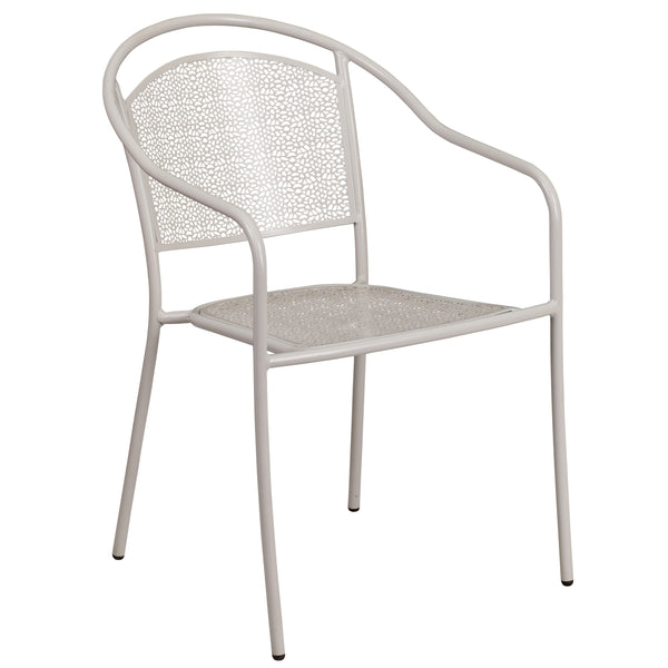 Sky Blue |#| 35.25inch RD Sky Blue Indoor-Outdoor Steel Patio Table Set w/ 2 Round Back Chairs