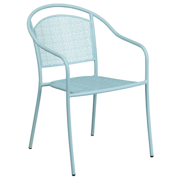 Gold |#| 35.25inch Round Gold Indoor-Outdoor Steel Patio Table Set with 2 Round Back Chairs