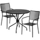 Black |#| 35.25inch Round Black Indoor-Outdoor Steel Patio Table Set w/ 2 Square Back Chairs