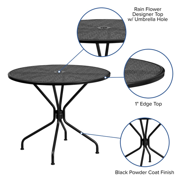 commercial patio tables with umbrella Flash Furniture Indoor-Outdoor Steel Patio Table , Black