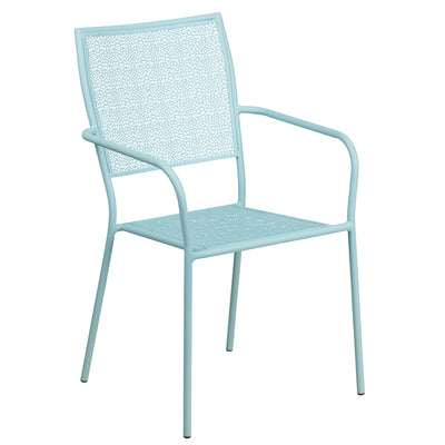 Oia Commercial Grade Indoor-Outdoor Steel Patio Arm Chair with Square Back - View 1