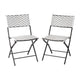 Black & White |#| 2PC Black and White Indoor/Outdoor PE Rattan Folding Bistro Chairs