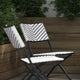 Black & White |#| 2PC Black and White Indoor/Outdoor PE Rattan Folding Bistro Chairs