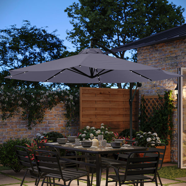 Sedona Commercial Grade 10ft Round Solar LED Cantilever Umbrella with Easy Lift and Tilt Function, Built in Cross Base Sedona Commercial Grade 10ft Round Solar LED Cantilever Umbrella with Easy Lift and Tilt Function, Built in Cross Base