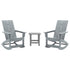 Set of 2 Finn Modern Commercial Grade All-Weather 2-Slat Poly Resin Rocking Adirondack Chairs with Side Table