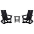 Set of 2 Finn Modern Commercial Grade All-Weather 2-Slat Poly Resin Rocking Adirondack Chairs with Side Table