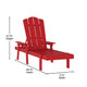 Red |#| 3pc Commercial Indoor/Outdoor Adirondack Set with 2 Loungers, Side Table in Red