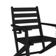 Black |#| Commercial All Weather Adirondack Table and 4 Chairs with Cupholders in Black