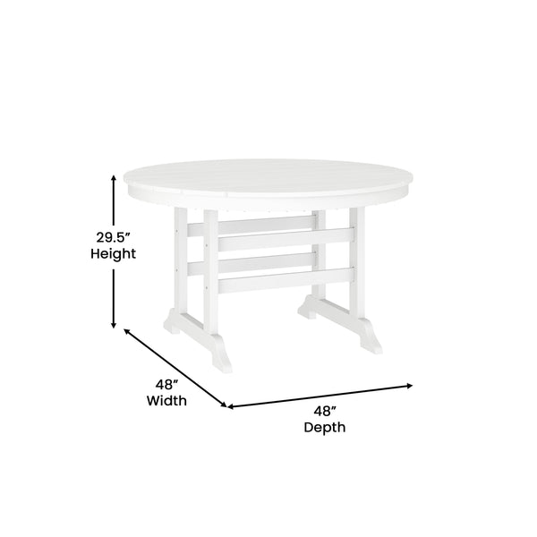 White |#| Commercial All Weather Adirondack Table and 4 Chairs with Cupholders in White