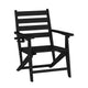 Black |#| Commercial All Weather Adirondack Table and 4 Chairs with Cupholders in Black