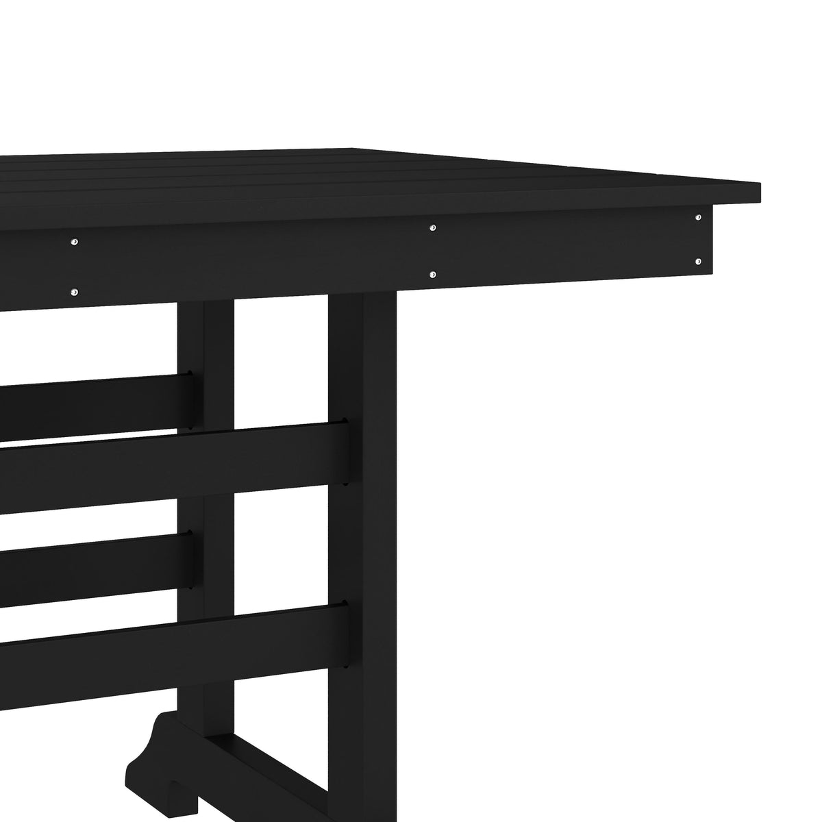 Black |#| Commercial All Weather Adirondack Table and 6 Chairs with Cupholders in Black