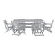 Gray |#| Commercial All Weather Adirondack Table and 6 Chairs with Cupholders in Gray