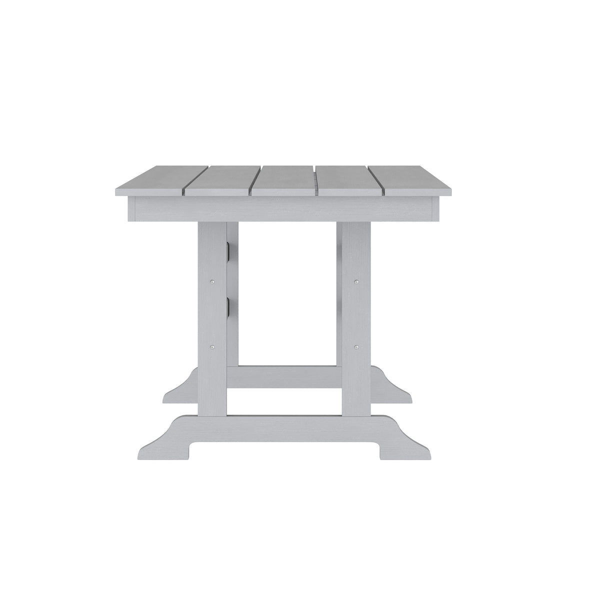 Gray |#| Commercial All Weather Adirondack Table and 6 Chairs with Cupholders in Gray