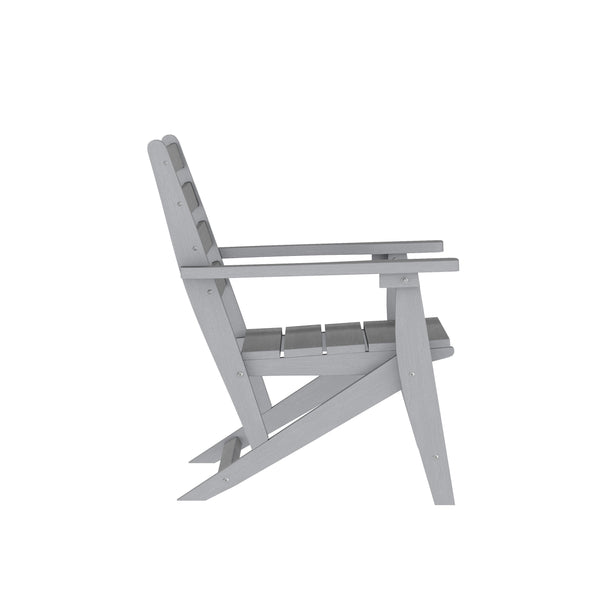 Gray |#| Commercial All Weather Adirondack Table and 6 Chairs with Cupholders in Gray