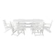 White |#| Commercial All Weather Adirondack Table and 6 Chairs with Cupholders in White