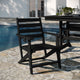 Black |#| Commercial All Weather Adirondack Table and 6 Chairs with Cupholders in Black