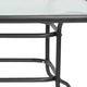 Clear Top/Black Frame |#| 31.5" x 55" Rectangular Tempered Glass Metal Table with Umbrella Hole