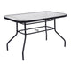 Clear Top/Black Frame |#| Commercial 47.25x27.5 Tempered Glass and Steel Patio Table - Umbrella Hole-Black