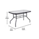 Clear Top/Black Frame |#| Commercial 47.25x27.5 Tempered Glass and Steel Patio Table - Umbrella Hole-Black