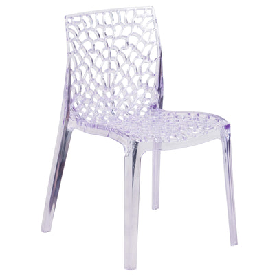 Vision Series Transparent Stacking Side Chair with Artistic Pattern Design